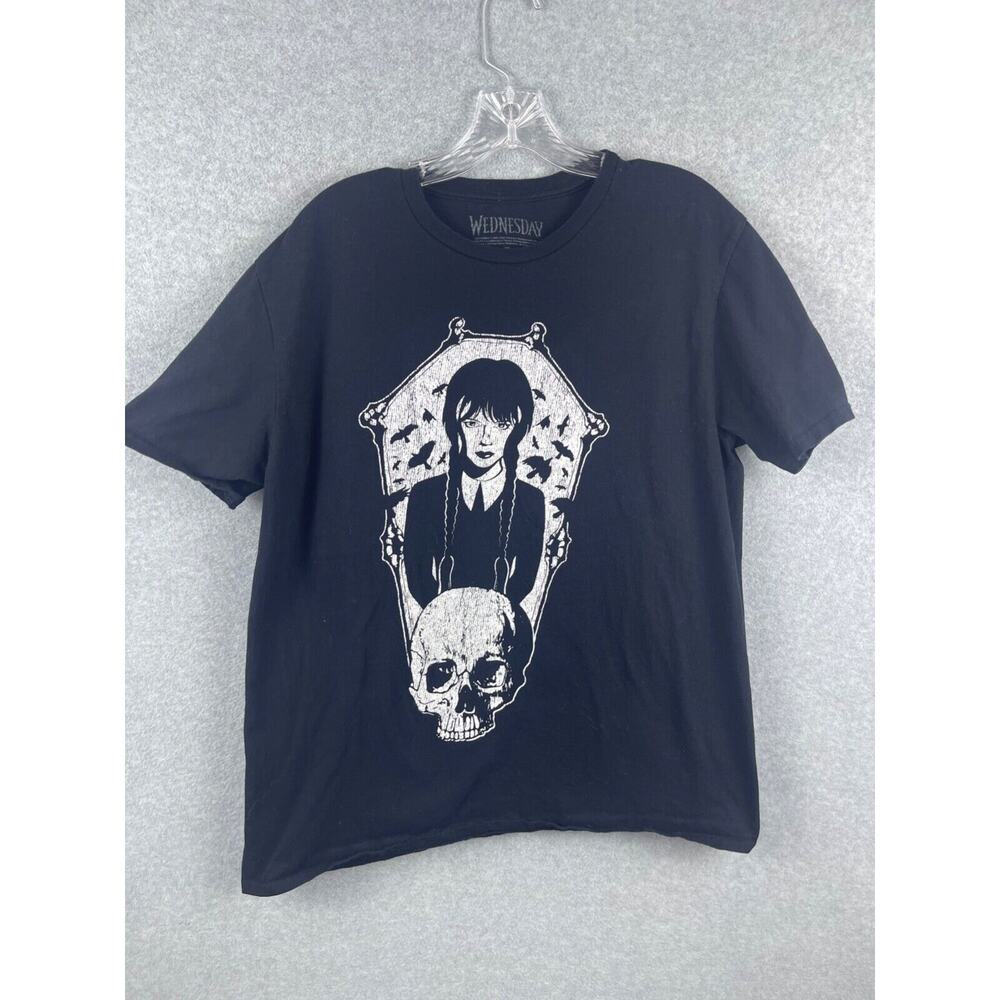 Goodie Two Sleeve‎ Wednesday Shirt Size L Black Short Sleeve Adams Family TV Tee